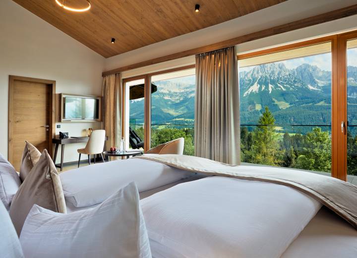 Hotelzimmer Topas mit Blick auf den Wilden Kaiser